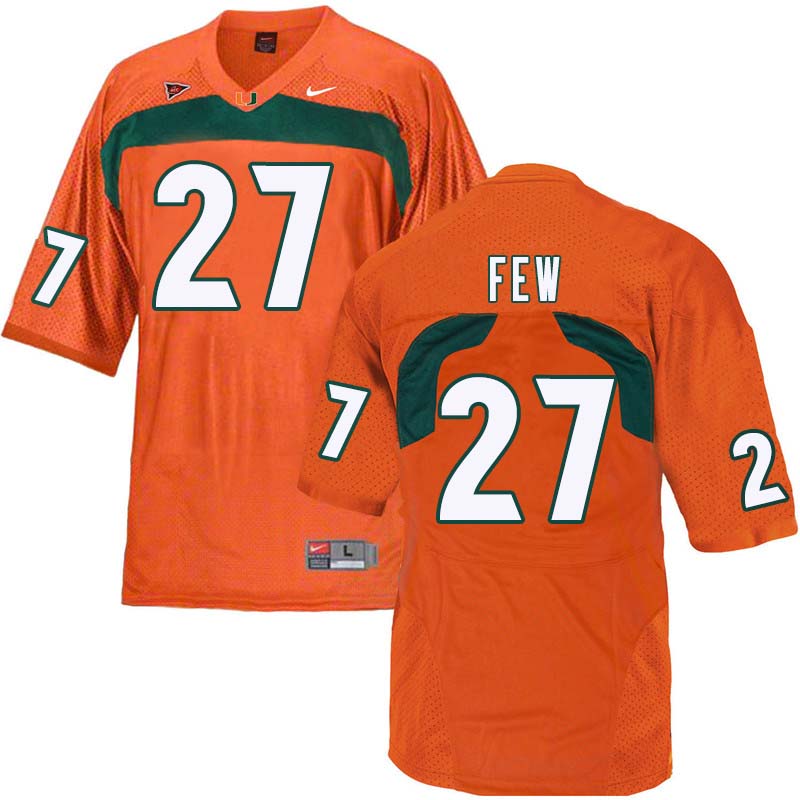 Nike Miami Hurricanes #27 Marshall Few College Football Jerseys Sale-Orange